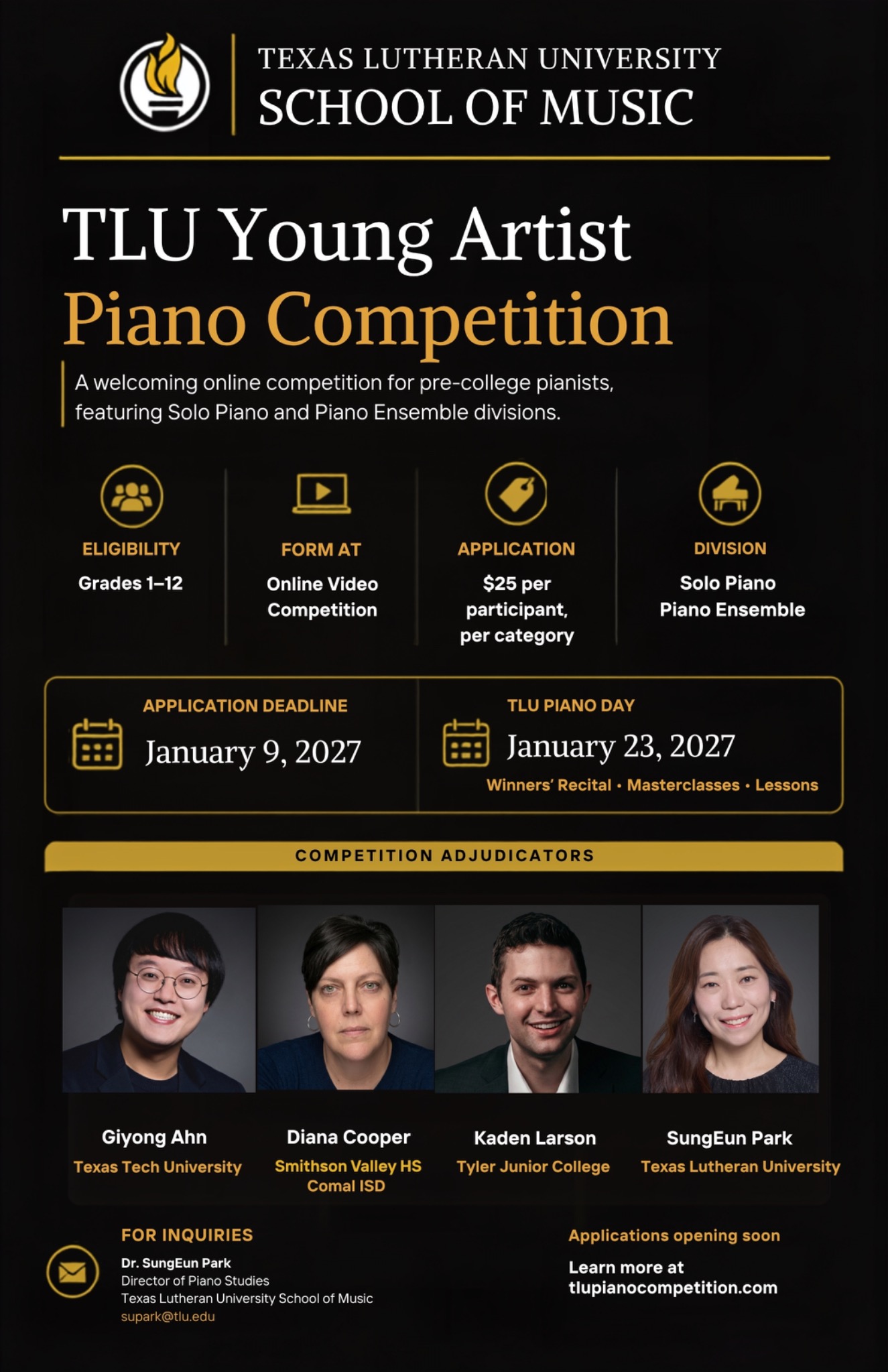 TLU Young Artist Piano Competition information poster